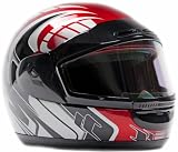 Snowmobile Helmet Dual Lens Anti Fog Adult Red, Medium