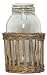 Hand Woven Grey Brown Willow Basket with Large Glass Canister 9.25"D x 11"H, 104oz Set / 2