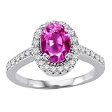 1.70 cttw Genuine Pink Tourmaline and Diamond Ring - 14kt White Gold