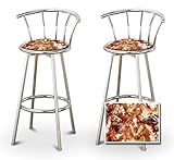2 Horse Themed Specialty / Custom Chrome Barstools with Backrest Set