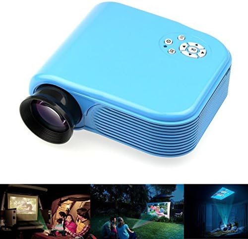 Aberobay "10~100" 180 Lumens Multimedia Support 1080P Full Hd Home Cinema Theater Lcd Led Pico Pro Keystone Correction Function Projector for Pc Computer iphone with VGA Micro USB SD DVD AV Dual HDMI TV Interface-Blue