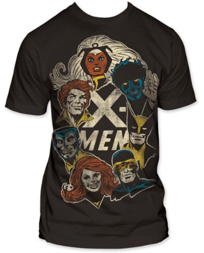  X-Men - Group Fitted Jersey S/S T-Shirt in Coal