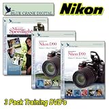 Nikon DVD D90 3 Pack Vol 1 and 2 Set with Speedlight Camera Training Video Guide Blue Crane Digital