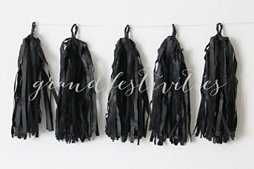 5x Tissue Paper Tassel Garland DIY KIT Black Party Decor Party Banner Farm Party Garland-Tissue Tassels Balloon Tassels Paper Banners