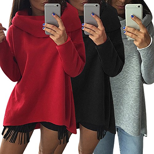 MIOIM® シャツ レディース フェミニン カジュアル トップス 長袖 ゆとり 欧米風 ハイネック 不規則 通勤 登校 ブラウス 無地 トレーナー