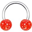 Horseshoe - Ruby Red Glitter Circular Barbell