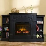 Southern Enterprises FA8568BE Sussex Braid Black Electric Fireplace with Bookcases