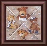 La mer Avec les Ours Framed Canvas Art by Joelle Wolff,14.9 in. x 14.9 in. Framed