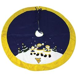 West Virginia Mountaineers NCAA Snowman Holiday Tree Skirt (48)"