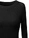 Long Sleeves Round Neck High-Low Knit Crop Top Sweatshirt Black Size L
