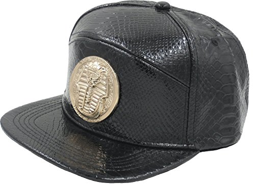 YOXO Leather Black Snapback Baseball Cap for Men