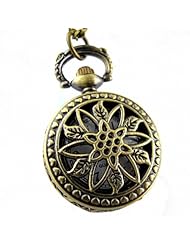 Youyoupifa Wholesale 5pcs/lot Bronze Flower Openwork Cover Stylish Retro Design Quartz Pocket Watch NBW0PP7144-CO3