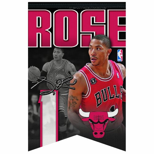 NBA Chicago Bulls Derrick Rose Premium Felt Banner 17-by-26