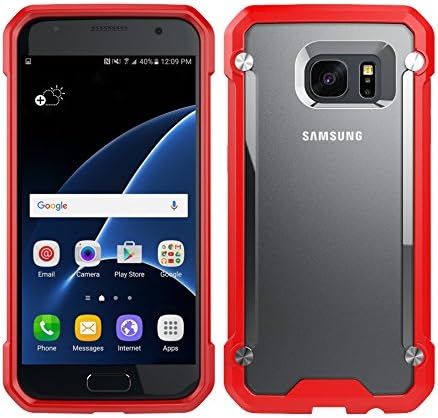 Samsung Galaxy S7 Edge Case KAMPO Unicorn Beetle Made of Imported Environmental TPU+PC Protective Clear Case anti-scratch anti-drop for Samsung Galaxy S7 Edge. (RED+CLEAR)