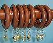 1-3/8" Solid Wood Drapery Rings with Brass Clips in Estate Oak Finish [CAPITOL CITY LUMBER]