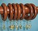 1-3/8" Solid Wood Drapery Rings with Brass Clips in Estate Oak Finish [CAPITOL CITY LUMBER]