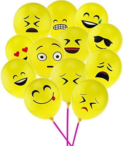 Together Party 50 pcs 12" Emoji Balloons, Smiley Face Expression Yellow Latex Balloons for Party Decorations Birthday Wedding Balloons