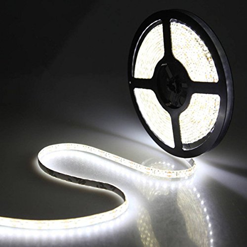 16.4ft 5m Waterproof Flexible 300leds Color Cold White Smd5050 LED Light Strip Kit with 12v Power Supply Ideal for Gardens, Homes, Kitchen, Under Cabinet, Aquariums, Cars, Bar, DIY Party Decoration Lighting – Mood Light