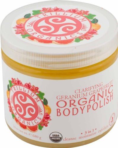 TrilliumBody Polish - Geranium Grapefruit - Natural Salt Scrub - 24 Ounce