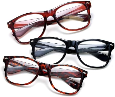Newbee Fashion® - Spring Temple 3 Pack Colors IG Wayfarer Style Comfortable Stylish Simple Reading Glasses
