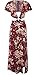 Eshion Women's Boho V Neck Backless Retro Split Floral Maxi Dress