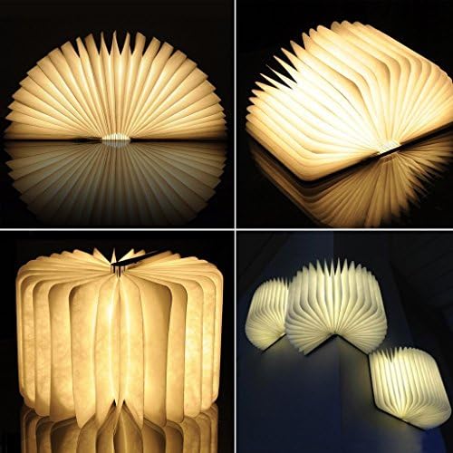 Gleading 360° Foldable Book Style Wooden Cover Led Small Desk Lamp USB Lamp Lighting 500 Lumens Tabel/Mood/Night Lights