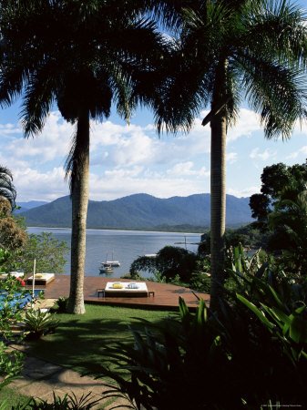 Sundeck and View Across the Bay, Pousada Picinguaba, Costa Verde, South of Rio, Brazil Photographic Bill Print by Upperhall , 9x12