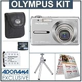 cheap Olympus FE-350 W Digital Silver Camera Kit, with 2 GB xD Picture Memory Card, Spare LI-42B Type Lithium-ion Battery, Camera Bag, Table Top Tripod, EZ Digital Photography Guide Card
