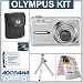 Olympus FE-350 W Digital Silver Camera Kit, with 2 GB xD Picture Memory Card, Spare LI-42B Type Lithium-ion Battery, Camera Bag, Table Top Tripod, EZ Digital Photography Guide Card