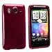TPU Rubber Skin Case for HTC Desire HD, Clear Frost Wine Red Circle