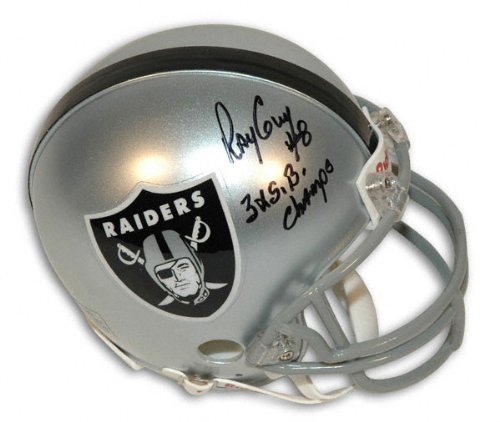 Ray Guy Oakland Raiders Autographed Mini Helmet with 3X SB Champs and #8 Inscription
