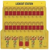 Master Lock 1484BP1106 22 High X 22 Wide X 1-3/4 Deep Lockout Station, 20 Padlock Station With Cover, Twenty 1106Red Aluminum Padlocks