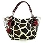 Burgundy Large Vicky Giraffe Print Faux Leather Satchel Bag Handbag Purse