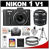Nikon 1 V1 10.1 MP Digital Camera Body with 10-30mm & 30-110mm VR Lens (Bla ....