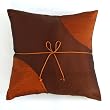 Handmade Deluxe Two-Tone Cushion Cover / Pillow Sham Abstract Motif In Sienna And Dark Brown