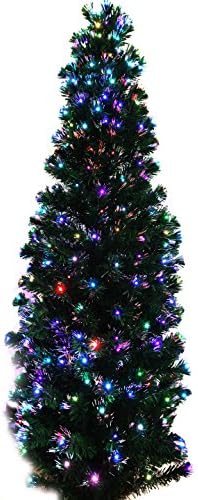 6' Pre-Lit Fiber Optic Green Artificial Christmas Tree LED Multicolor Light