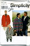 Simplicity Men, Women and Teen Jacket with or Without Hood Sewing Pattern #9714