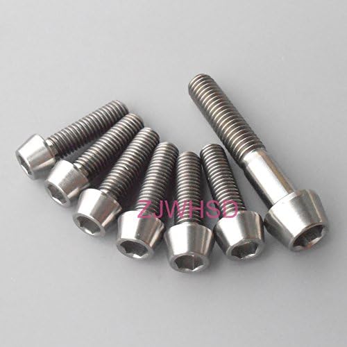 7pcs Bicycle Bike Ti Titanium Stem and Headset Bolts 6pcs for Stem (M5 X 18mm) and 1pc for Head Cap (M6 X 35mm) Taper Head