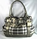 Burberry Handbags (House Check) Large Beaton Nickel Shimmer Bag