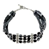 EXP Handmade Black Hematite & Silver Bead Bracelet - Multistrand