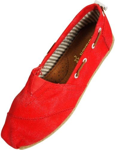 Farasion - Ladies Canvas Slip-On Loafer, Red 33679-9.5B(M)US