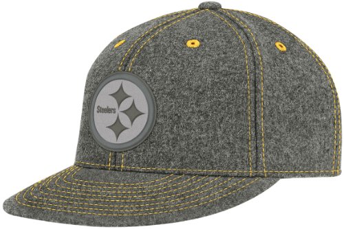NFL Men's Pittsburgh Steelers End Zone Flat Visor Flex Hat - Tw83Z (Dark Grey, Small/Medium)