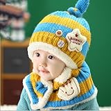 FIRE START　選べる4色 ニット帽子&マフラー セット耳まであったかキャップ ベビー キッズ 子供用 ニットキャップかわいい  赤ちゃんニット帽誕生日 出産祝い 記念写真の衣装にベビー 防寒帽