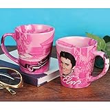 Elvis Presley The King Graceland Pink w/Guitars Ceramic Latte Coffee Mug