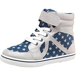 Board Angels Girls Star High Top Pumps Dark Denim - Grey/Navy/Off White - 4 UK 4 Euro 20