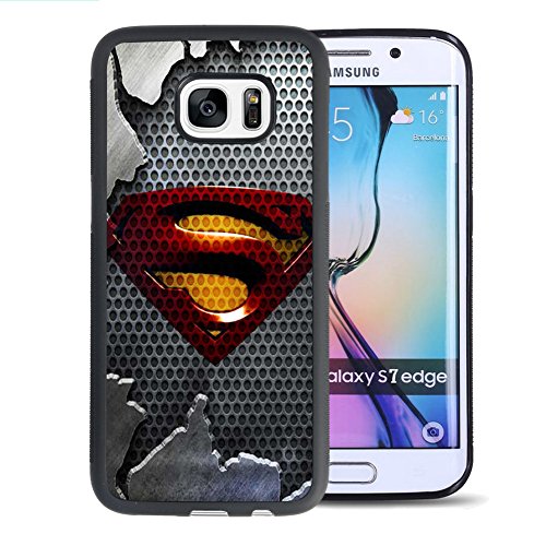 Samsung Galaxy S7 Edge Case, Onelee Customized Superman Logo [Anti Slip] Black TPU and PC Samsung Galaxy S7 Edge Case, [Drop Protection] Superman Galaxy S7 Edge Case