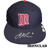 Joe Mauer Autographed Away Minnesota Twins Cap w/ #7Insc. "