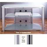 VTI 42 inch Wide Audio Video Rack with 3 Glass Shelves (Black or Silver, Clear or Frosted Glass) RGR403FS, RGR403FB