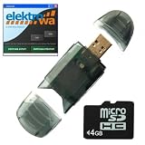 4 GB micro SD HC Card (4GB microSDHC Karte) + ELEKTROWA-SOFTWARE + Kartenleser Speicherkarte fr Hagenuk MP3 Handy