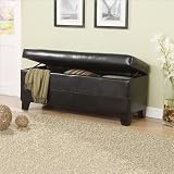 Modus Furniture Upholstered Milano Storage Bench, Chocolate Leatherette